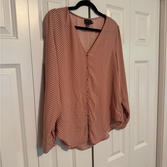 Rachel Zoe Button Down Polka Dot Blouse - Pink - Picture 1 of 6